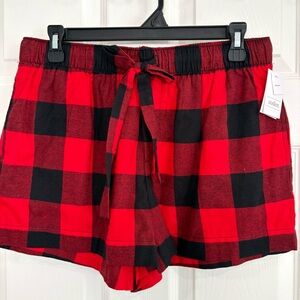 Auden Buffalo Check Red Black Flannel Sleepwear PJ Shorts Women Sz M NWT Cotton